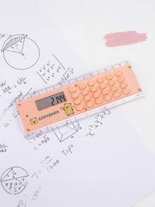 tonxiyuemu 1 pieza Regla con calculadora de doble función, medición y cálculo numérico, teclas suaves, diseño lindo, apto para estudiantes, contables, uso de oficina, útiles escolares, vuelta al cole - Una pieza - Ver 8