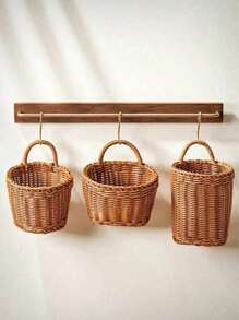 1 Stück/2 Stück handgeflochtener Aufbewahrungskorb, Country Stil Rattan Hängekorb für Küche, Wohnzimmer, Badezimmer, Outdoor Picknick, Regalkorb, waschbar und feuchtigkeitsbeständig, vintage Garten handgeflochtener Aufbewahrungskorb, perfektes Geschenk für sie, Valentinstag, Sommer Outdoor Zubehör, Küchenzubehör
