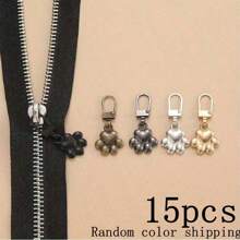 1/3/5/10/15PCS Removable Zipper Puller Replacement Metal Zipper Puller Slide Repair Kit, Flower Shaped Metal Zipper Set - Sewing Zipper Repair Kit, Metal Replacement Removable Zipper Head, Universal Design And Size Instant Zipper Repair Kit.