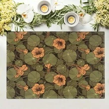 1/4/6/8/12 pièces Sets de table imprimés en lin, lavables, tapis de protection de surface, sets de table d'intérieur et d'extérieur, convient pour les fêtes, la cuisine et la décoration de la salle à manger - Multicolore - Voir 14