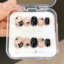 10pcs/Set Handmade Nail Artist Designed Press-On Nails, Nail Art Supplies Kit - Short Square & Round Cat Eye, Ombre, Black Sugar Cat Nails, Reusable For Teachers, Students, Office Work, Travel, Elegant Business Casual Summer Ladies - Multicolor - View 12