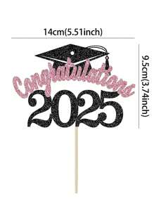 1pc 2025 Graduation Cap And Diploma Certificate Cake Topper, Cake Picks,Black, Pink Colors Are Available For 2025 Graduation Ceremony Theme Party Cake Decoration