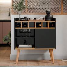 Sideboard Buffet Wine Cellar Florence 1 Door Retro Feet - màu đen - Xem 4