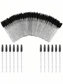 100pcs/70pcs/50pcs/25pcs Disposable Mascara Wands, Eyelash Brushes, Eyebrow Crystal Gloss Eyelash Brushes, Eyelash Extension Makeup Tools - Black - View 8
