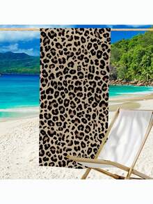 1pc Leopard Pattern Beach Towel, Extra Large & Ultra-Soft Microfiber Quick Dry Beach Towel, Lightweight And Suitable For Travel, Swimming, Camping Beach Essentials - Multicolor - View 5