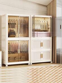 5/4/3/2/1 Layer Freestanding Storage Shelves, Multi-Layer Storage Cabinet, Home/Kids Folding Wardrobe, Plastic Snack Cabinet