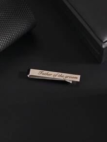 1pc Men's Fashion Elegant Wedding English Letter Groom Necktie Clip, Stainless Steel Material - Silver - View 17