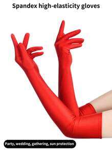 Gants de soleil élastiques en spandex, nouvelles manches de bras longues en satin couleur unie pour les mariages d'été