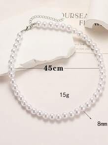 1pc Simple Elegant Versatile All-Match Necklace With High-Quality Glass Pearl, Choker Chain, Suitable For Girls/Women