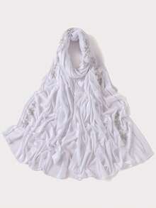 1pc Women's Solid Color Satin Floral Print Rhinestone Scarf, Fashion Elegant Soft Breathable Jersey Headscarf - Multicolor - View 20