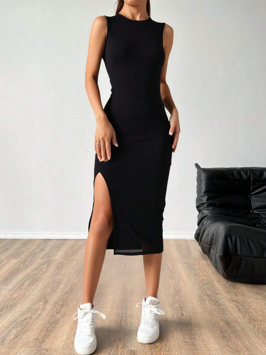 Women Midi Dresses - Black - View 1