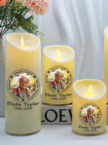 1pc Personalized Customized LED Candle Light, Customized Photo Text, Forever Loved, Never Forgotten, Forever Remembered - Personalized Photo LED Candle, Customized Photo Condolence Candle, Family Bereavement Gift, Customized Deceased Loved One Photo, Nostalgic Commemorative Gift, Photo Stage Decoration Light