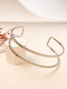 1pc Metallic Line Design Arm Bracelet, Fashionable Minimalist Style Suitable For Women, Great For Party And Gift Valentine's Day Accessories, Summer, Jewellery, Festival, - Multicolor - View 13