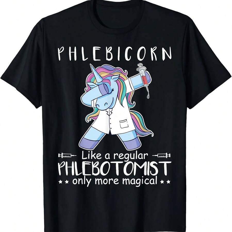 180g Pure Cotton Phlebotomist Phlebotomy Quote T-Shirt - Black - View 1