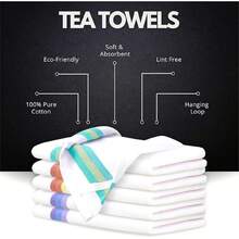 Premium Kitchen Towels (28"X20" - 12 Pack)% Natural Cotton Large Dish Cloths |   Dish Towels Kitchen With Hanging Loop, Reusable Cleaning Cloths, Lint |   Bleach Friendly |   Assorted Colors-Cll - Assorted - View 7