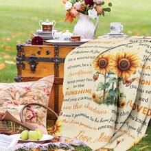 Bright Yellow Flannel Throw Blanket Featuring Cheerful Sunflowers Butterflies And Heartwarming Designs A Gift For Daughter To Express Love Encourage Dreams And Create Joyful Picnic Blanket Outdoor Throws Blankets Moments Together - Multicolor - View 7