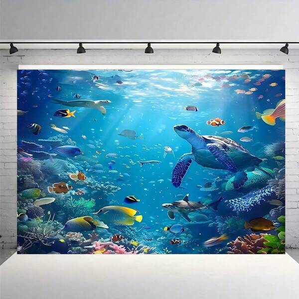 1pc Is Themed Around The Ocean And Marine Animals, Made Of Polyester, Suitable For Porches, Homes, Celebration Events, Indoor And Outdoor Garden Party Decorations, Courtyard Decorations, Multiple Size Options, And Universal Themes