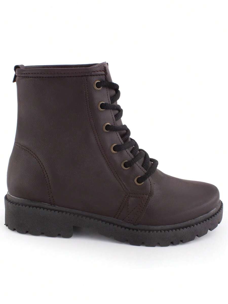 Women's Children's Combat Boot Tractor Short Shaft Girl La Requinte - 咖啡棕 - 查看 1