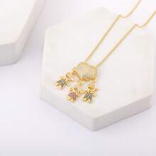 1 pezzo Collana con ciondolo in rame placcato oro 18 carati con zirconi colorati, gioiello di lusso come regalo per le donne, per San Valentino