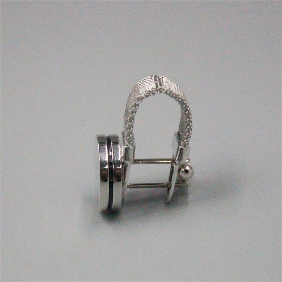 1 Pair Minimalist Geometric Design Copper Cufflinks With Watch Band, Versatile For Daily Wear - Cufflinks and Watch Straps - View 1