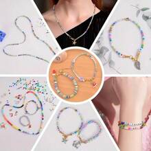 28 Colors Flat Round Polymer Clay Beads Craft Kit For Jewelry Making, Clay Spacer Beads For Bracelet, Necklace, Earring DIY, Suitable For Children And Adults, Includes Alphabet Beads