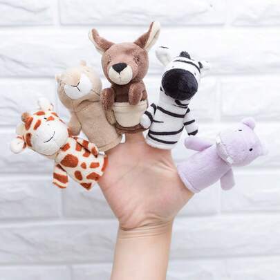 Squirrel, Zebra, Giraffe, Snake, Seahorse, Crab, Kangaroo, Hippo, Clownfish, Hedgehog, Snail Finger Puppets For Nursery, Early Education, Interactive Play