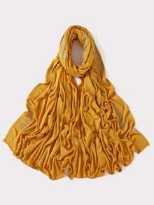 1pc Women's Solid Color Satin Floral Print Rhinestone Scarf, Fashion Elegant Soft Breathable Jersey Headscarf - Multicolor - View 24