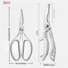 Kéo cắt xương gà nhà bếp hạng nặng, kéo đa năng cỡ lớn bằng thép không gỉ để cắt thịt gà, vịt, ngỗng và xương - trắng - Xem 7