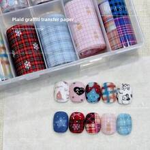 10色蕾丝花朵美甲贴纸，DIY哥特暗黑美甲贴花转印箔，新年郁金香星空美甲贴纸，适合美甲沙龙和个人使用，盒装美甲装饰（不含胶水），是送给女性和女孩的理想美甲配件礼物。 - 彩色 - 查看 19