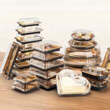 20个金色寿司盒，高端一次性外卖盒，带盖，防雾盖，日式商业包装盒，适合情人节食品包装，心形包装盒 - 多色(含蓋) - 查看 2