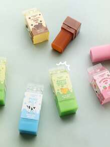 1pc/2pcs/4pcs Random Color Milk Shaped Erasers, Creative Stationery Cute Design Clean Eraser Fun Stationery Small Cute Milk Erasers, Perfect Gift For Students, Graduation, Back To School, Birthdays