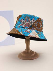 1pc Retro Floral & Geometric Print Double-Sided Reversible Bucket Hat, Polyester, Vintage Boho Style Sun Protection Hat, Spring/Summer/Autumn - Multicolor 2 - View 18