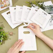 10 piezas Bolsas de papel kraft blanco con ventana transparente, bolsas de regalo a granel con asas, bolsas de regalo de papel, bolsas de compras blancas, bolsas de regalo con moño para bodas, despedida de soltera, cumpleaños, fiestas, Navidad, tiendas minoristas, marrón - multicolor - Ver 10