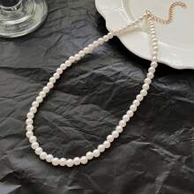 1 Stück 4m-12m Vintage französischer Perlenkette, simpler Choker mit zufälliger Perlenmenge
