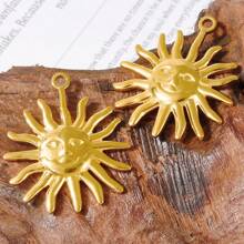 2pcs Minimalist Stainless Steel Heart & Asymmetric Geometric Sunflower Pendant Accessories, Necklace & Earrings Crafting DIY Jewelry Charms, Gold/Silver Plated