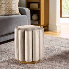Lillian Velvet Tufted Ottoman Beige