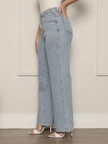 Women Jeans - 中等水洗藍 - 查看 5