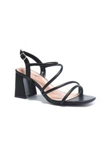 Revreal Vintage Strappy Block Heel Sandals – Effortless Elegance in Every Step純色萬聖節高跟鞋Elegant優雅波西米亞Casual休閒Outdoor戶外時尚節慶婚禮Summer - 黑色 - 查看 4
