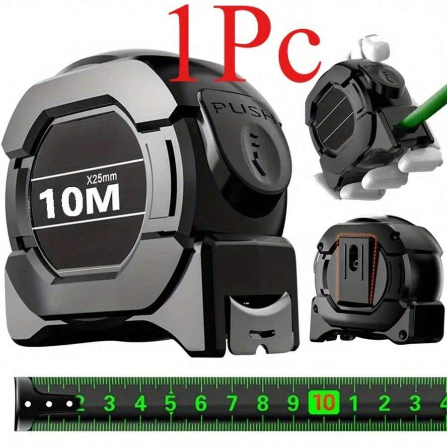 High Precision Self-Locking Steel Measuring Tape - Fluorescent & Wear-Resistant, Metric Measurements 5m/8m/10m