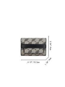 3-Fold Women Flap Snap Button Short Wallet Black Flower Print Classic Multi-Card Slots Vintage Coin Purse Anti-RFID Credit Card Holder For Women Wallet Mini Wallet Purse Wallet Small Wallet Wallet Cute Wallet