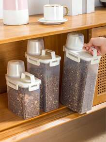 1 szt. / 2 szt. Pojemnik na karmę dla zwierząt, słoik do przechowywania karmy dla kotów, 3000 ml / 2500 ml / 1750 ml pojemnik do przechowywania karmy dla kotów lub psów, szczelna i odporna na wilgoć pokrywa z wagą, wygodny do dostarczania karmy dla zwierząt w razie potrzeby, głównym celem jest zapobieganie wilgoci karmy dla kotów/psów i powstrzymywanie zwierząt przed kradzieżą karmy, ułatwiające przechowywanie karmy dla zwierząt. Domowe pudełko do sortowania i przechowywania karmy dla zwierząt