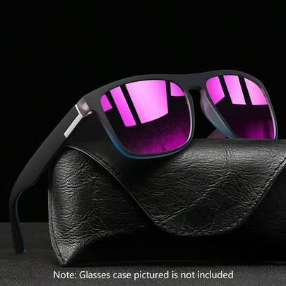 WSZ Retro Square Unisex Sports Fashion Glasses, Luxury Brand Designer Fashion Glasses, Plaid Pattern, Tropical Beach Resort Summer Pastel Color Glasses, Shiny Material, Elegant Aesthetic Resort Outfit