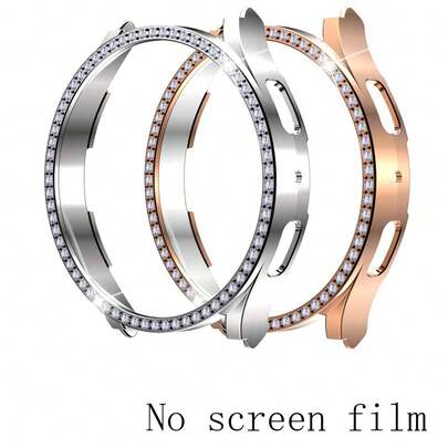 1 件玫瑰金/银色手表保护壳，兼容三星 Galaxy Watch 7 FE 6 5 4 40mm 44mm / Watch 5 Pro 45 44mm / Watch 6 43mm / Watch 4 Classic 46mm，奢华嵌入式水晶钻石闪亮装饰，年轻时尚颜色：金色、透明色、粉色