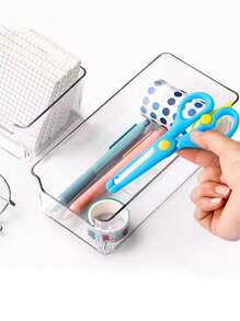 1 قطعة صندوق تخزين درج شفاف لتنظيم مكتبك - لصناديق تقسيم صغيرة - اجمع وطابق - صنف وفرز صناديق العودة إلى المدرسة