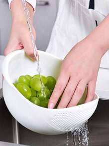 1 pieza Canasta multifuncional para el hogar para lavar arroz y escurrir vegetales, para almacenamiento de frutas y verduras, canasta escurridora multifuncional para viajes, canasta escurridora de cocina para viajes, canasta escurridora de lavandería para viajes, escurridora de arroz, canasta escurridora para restaurantes.