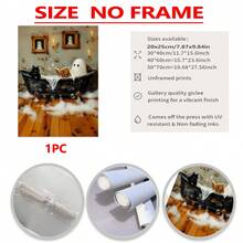 1 件，浴缸里的鬼魂读书帆布墙画，猫墙画，可怕可爱的鬼魂万圣节墙画，墙画，海报，万圣节家居装饰 - 帆布材料（可选框架）