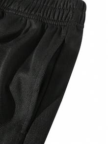 男士网眼透气字母印花沙滩短裤，Emo，2000 年代风格 - 黑色 - 查看 4