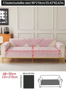 1件加厚绒面沙发垫套，四季通用防滑沙发套，防尘防污，可机洗，宠物友好，适用于卧室、办公室、客厅L型沙发和1/2/3/4人座沙发，可调节，可手洗 - 粉色 - 查看 21