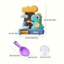 1PC Dinosaur Bath Toys For Toddlers, With Suction Cup And Spoon, Fun And Cute Cartoon Style, Features A Dinosaur Waterfall And Rotating Shower Spray, ABS Material, No Battery Required, Perfect For Bath Time Fun, Making It An Ideal Gift For Boys And Girls