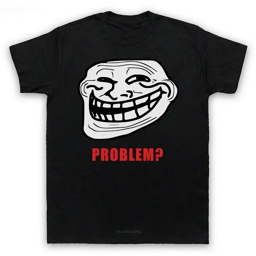 Camiseta con diseño de MEME de la CARA DE TROLL, CÓMIC DE RABIA, BROMA DIVERTIDA DE INTERNET para jóvenes, de mediana edad y de edad avanzada - Negro - Ver 1